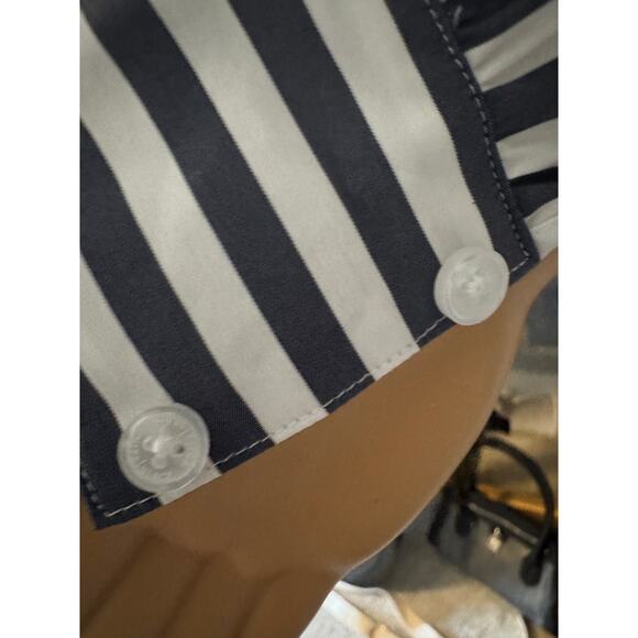 WHBM Long Sleeve Poplin Shirt Dress, French Navy Stripe, Size 8 - Picture 8 of 12